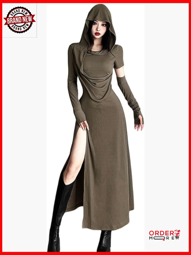 Sleeveless Hooded Bodycon Midi Dress Side Split Hollow Out Club Party